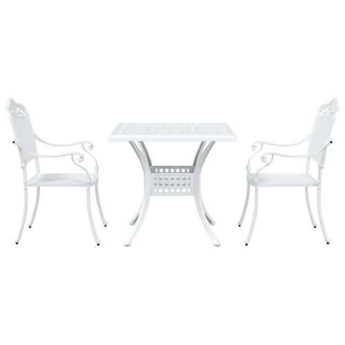 Set za vrtni bistro od 3 dijela bijeli lijevani aluminij Cijena