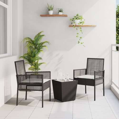 3-komponentni vrtni bistro set s jastučićima crni poli ratan Cijena