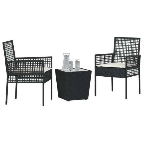 3-komponentni vrtni bistro set s jastučićima crni poli ratan Cijena