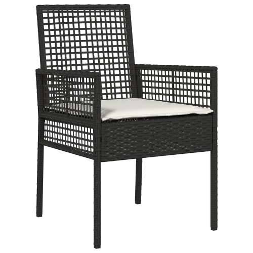 3-komponentni vrtni bistro set s jastučićima crni poli ratan Cijena