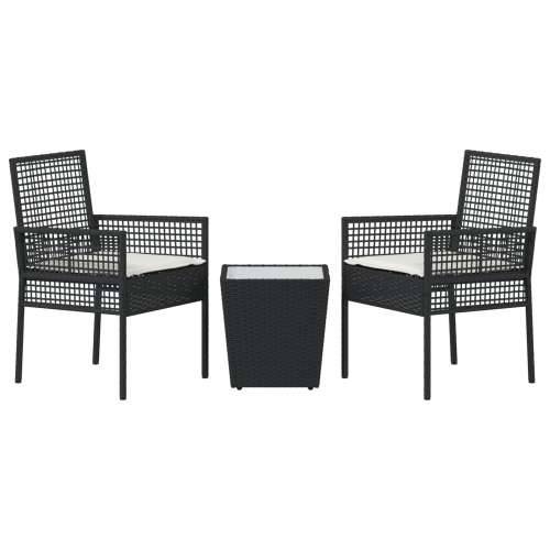3-komponentni vrtni bistro set s jastučićima crni poli ratan Cijena