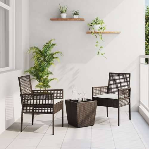 3-dijelni vrtni bistro set s jastucima smeđi poli ratan Cijena