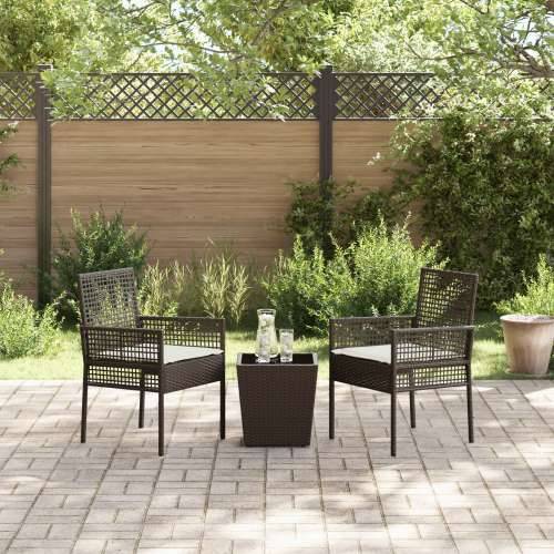 3-dijelni vrtni bistro set s jastucima smeđi poli ratan Cijena
