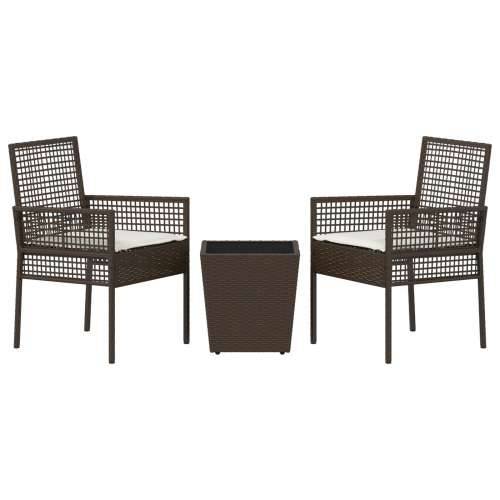 3-dijelni vrtni bistro set s jastucima smeđi poli ratan Cijena