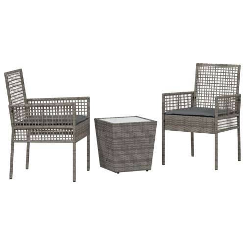 3-dijelni vrtni bistro set s jastucima siva poli ratan Cijena