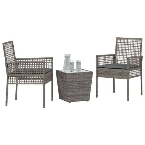 3-dijelni vrtni bistro set s jastucima siva poli ratan Cijena