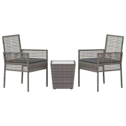 3-dijelni vrtni bistro set s jastucima siva poli ratan Cijena