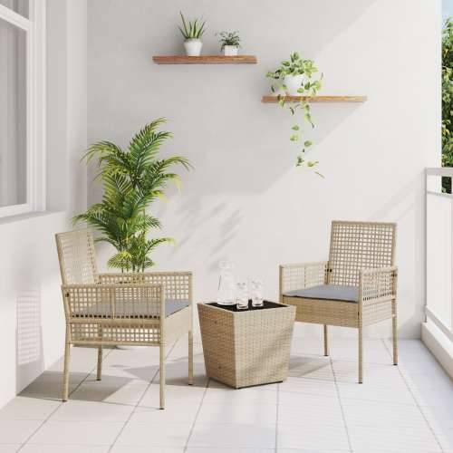 Set od 3 komada za vrt s jastučićima bež poly rattan Cijena