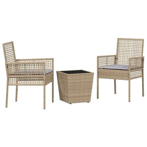 Set od 3 komada za vrt s jastučićima bež poly rattan Cijena