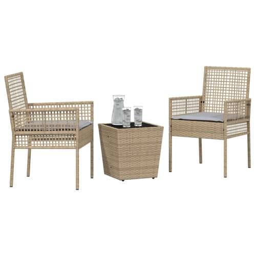 Set od 3 komada za vrt s jastučićima bež poly rattan Cijena