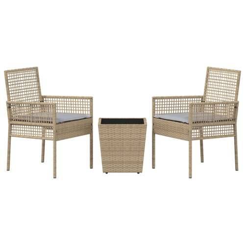 Set od 3 komada za vrt s jastučićima bež poly rattan Cijena