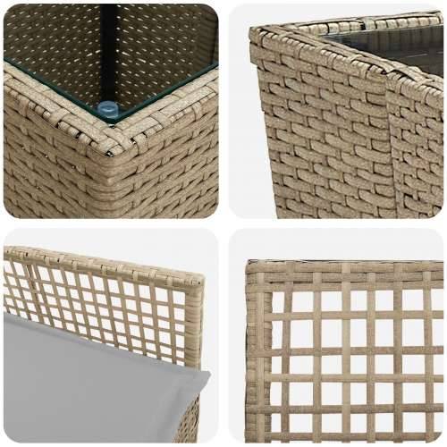 Set od 3 komada za vrt s jastučićima bež poly rattan Cijena