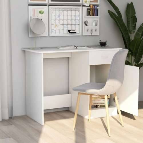 Radni stol bijeli 100 x 50 x 76 cm od konstruiranog drva - Bijela Cijena
