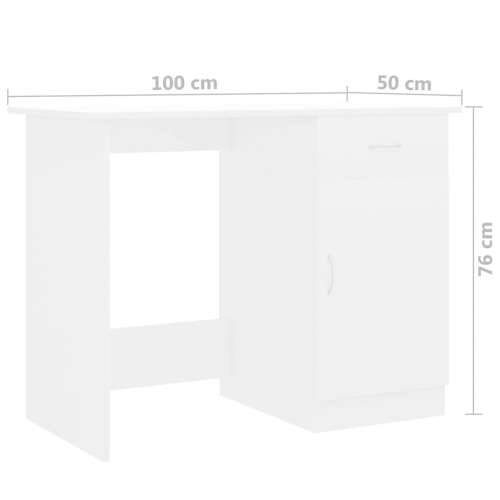 Radni stol bijeli 100 x 50 x 76 cm od konstruiranog drva - Bijela Cijena