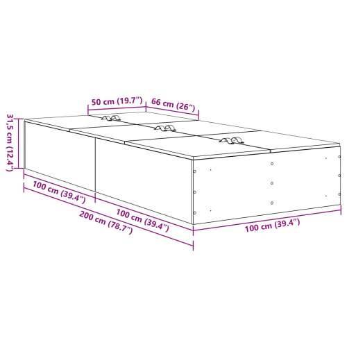Krevet s prostorom za pohranu od umjetnog hrasta 100x200 cm Cijena
