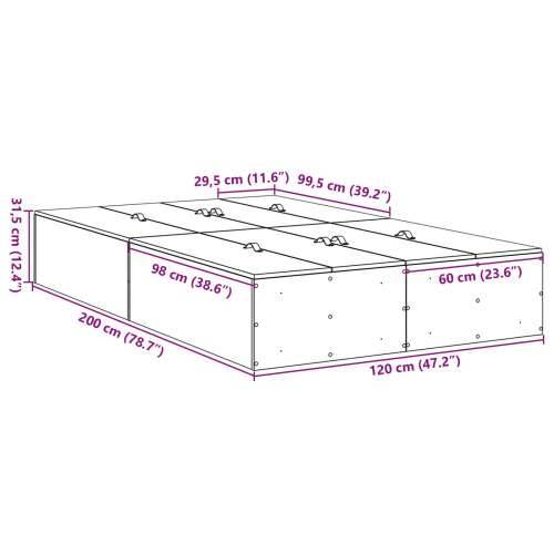 Okvir kreveta za pohranu bijeli 120x200 cm Cijena