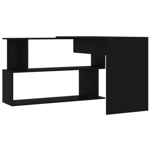 Kutni radni stol crni 200 x 50 x 76 cm od konstruiranog drva Cijena