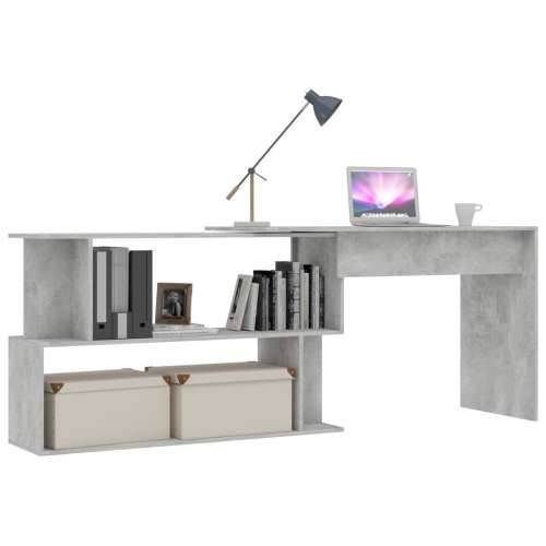 Kutni radni stol boja betona 200x50x76 cm od konstruiranog drva - Beton siva Cijena