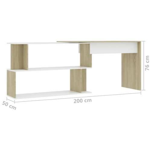 Kutni radni stol bijeli i boja hrasta 200 x 50 x 76 cm drveni Cijena