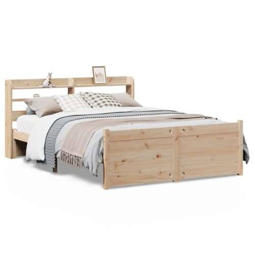 Okvir za krevet s uzglavljem 135 x 190 cm od masivne borovine - Smeđa 135 x 190 cm Cijena