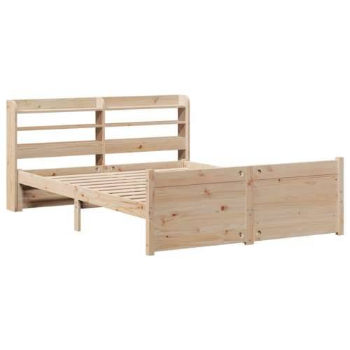 Okvir za krevet s uzglavljem 135 x 190 cm od masivne borovine - Smeđa 135 x 190 cm Cijena