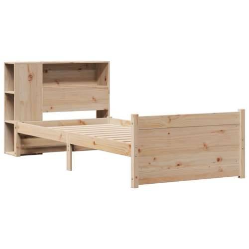 Krevet s regalom za knjige bez madraca 90x200 cm od borovine - Prirodna 90 x 200 cm Cijena