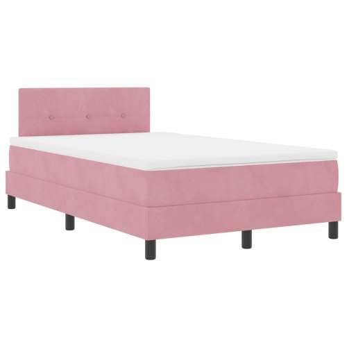 Box Spring Krevet s Madracem Ružičasta 120x200 cm Baršun Cijena