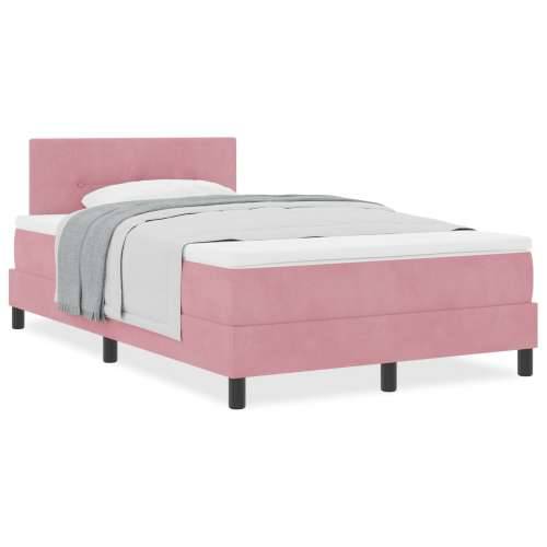 Box Spring Krevet s Madracem Ružičasta 120x200 cm Baršun Cijena