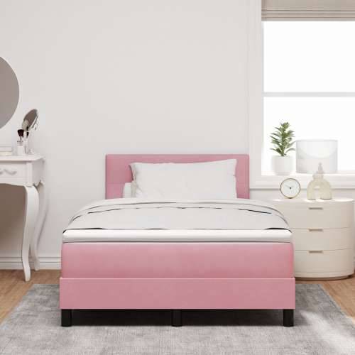 Box Spring Krevet s Madracem Ružičasta 120x200 cm Baršun Cijena