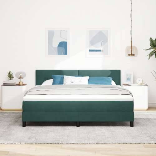 Box Spring Krevet s Madracem Tamno Zelena Super King Baršun Cijena
