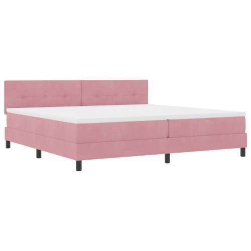 Box Spring Krevet s Madracem Ružičasta 200x200 cm Baršun Cijena