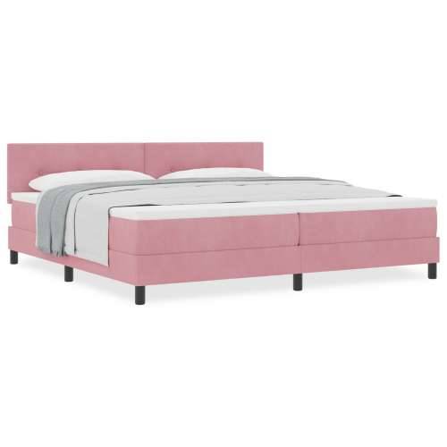 Box Spring Krevet s Madracem Ružičasta 200x200 cm Baršun Cijena