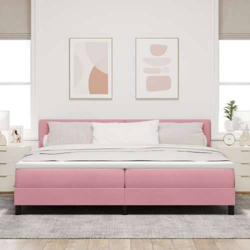 Box Spring Krevet s Madracem Ružičasta 200x200 cm Baršun Cijena
