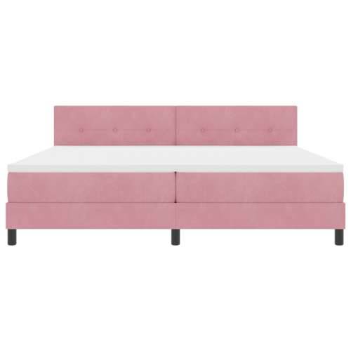 Box Spring Krevet s Madracem Ružičasta 200x200 cm Baršun Cijena