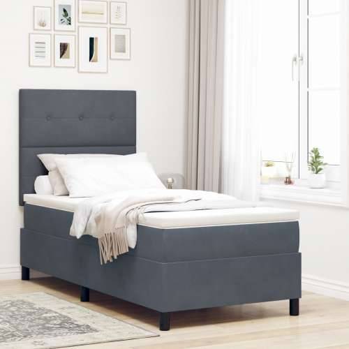 Box Spring Krevet s Madracem Tamno Siva 90x200 cm Baršun Cijena