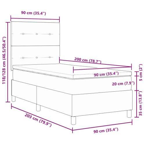 Box Spring Krevet s Madracem Tamnoplavi 90x200 cm Baršun Cijena