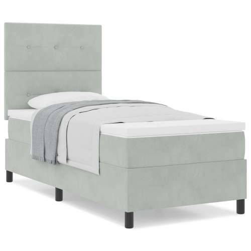 Box Spring Krevet s Madracem Svjetlosiva 100x200 cm Baršun Cijena