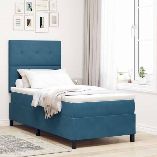 Box Spring Krevet s Madracem Tamno Plavi 100x200 cm Baršun Cijena