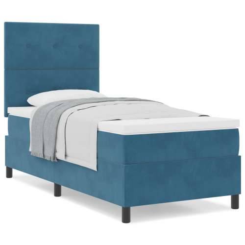 Box Spring Krevet s Madracem Tamno Plavi 100x200 cm Baršun Cijena