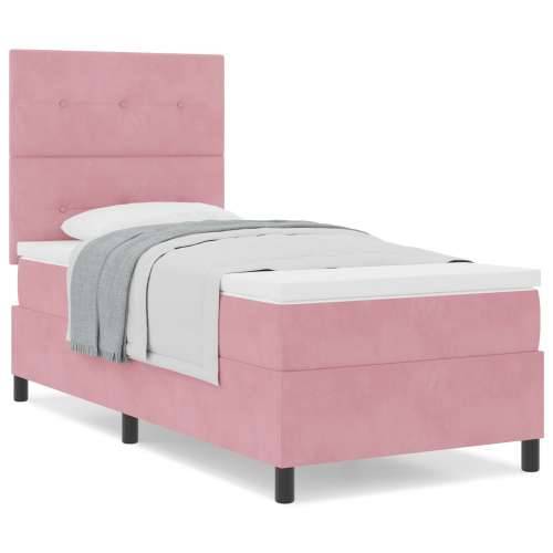 Box Spring Krevet s Madracem Ružičasti 100x200 cm Baršun Cijena