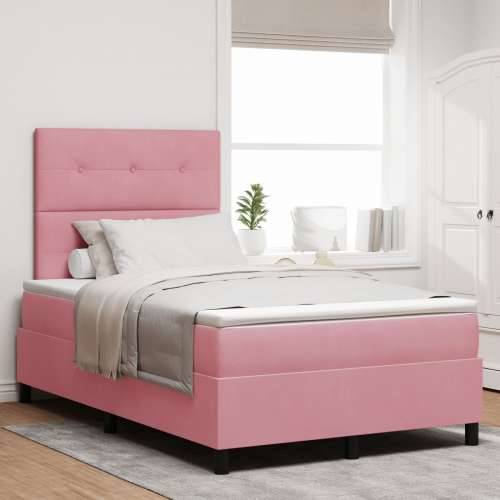 Box Spring Krevet s Madracem Ružičasti 120x200 cm Baršun Cijena