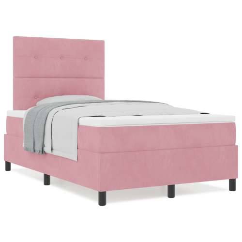 Box Spring Krevet s Madracem Ružičasti 120x200 cm Baršun Cijena