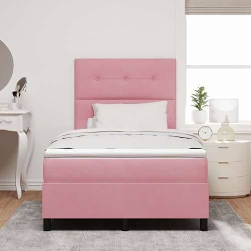 Box Spring Krevet s Madracem Ružičasti 120x200 cm Baršun Cijena