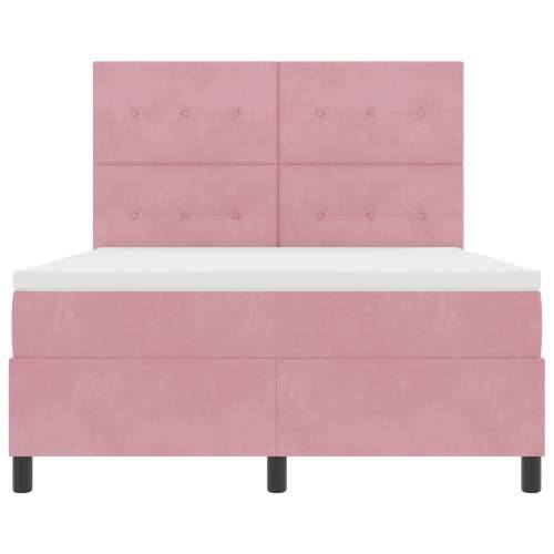 Box Spring Krevet s Madracem Ružičasta 140x190 cm Baršun Cijena