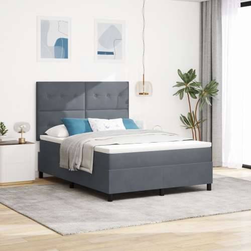 Box Spring Krevet s Dušekom Tamno Siva 140x200 cm Baršun Cijena