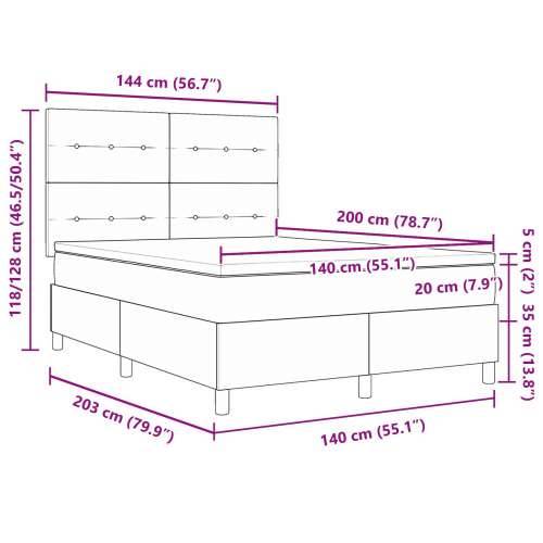 Box Spring Krevet s Dušekom Tamno Siva 140x200 cm Baršun Cijena