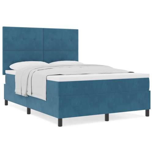 Box Spring Krevet s Madracem Tamnoplava 160x200 cm Baršun Cijena