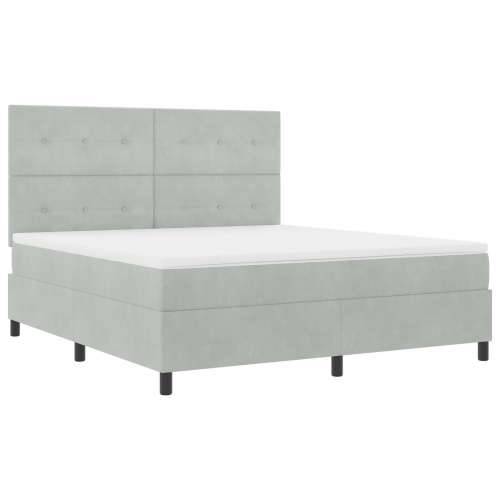 Box Spring Krevet s Madracem Svjetlosiva Super King Baršun Cijena