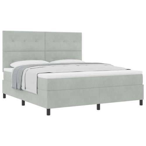 Box Spring Krevet s Madracem Svjetlosiva Super King Baršun Cijena