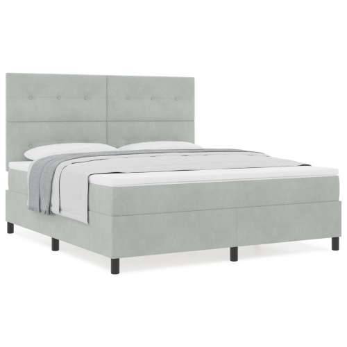 Box Spring Krevet s Madracem Svjetlosiva Super King Baršun Cijena